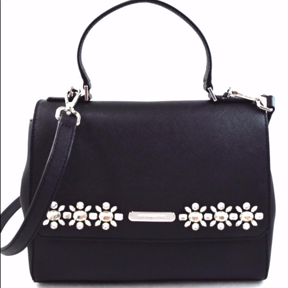 Callie Jewel Md Top Handle Silver Saffiano Leather